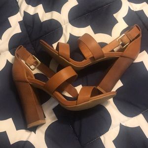 Brown chunky heels
